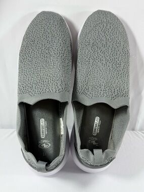 Athletic Works Women 11 Gray Knit Slip-On Casual Walking Shoes